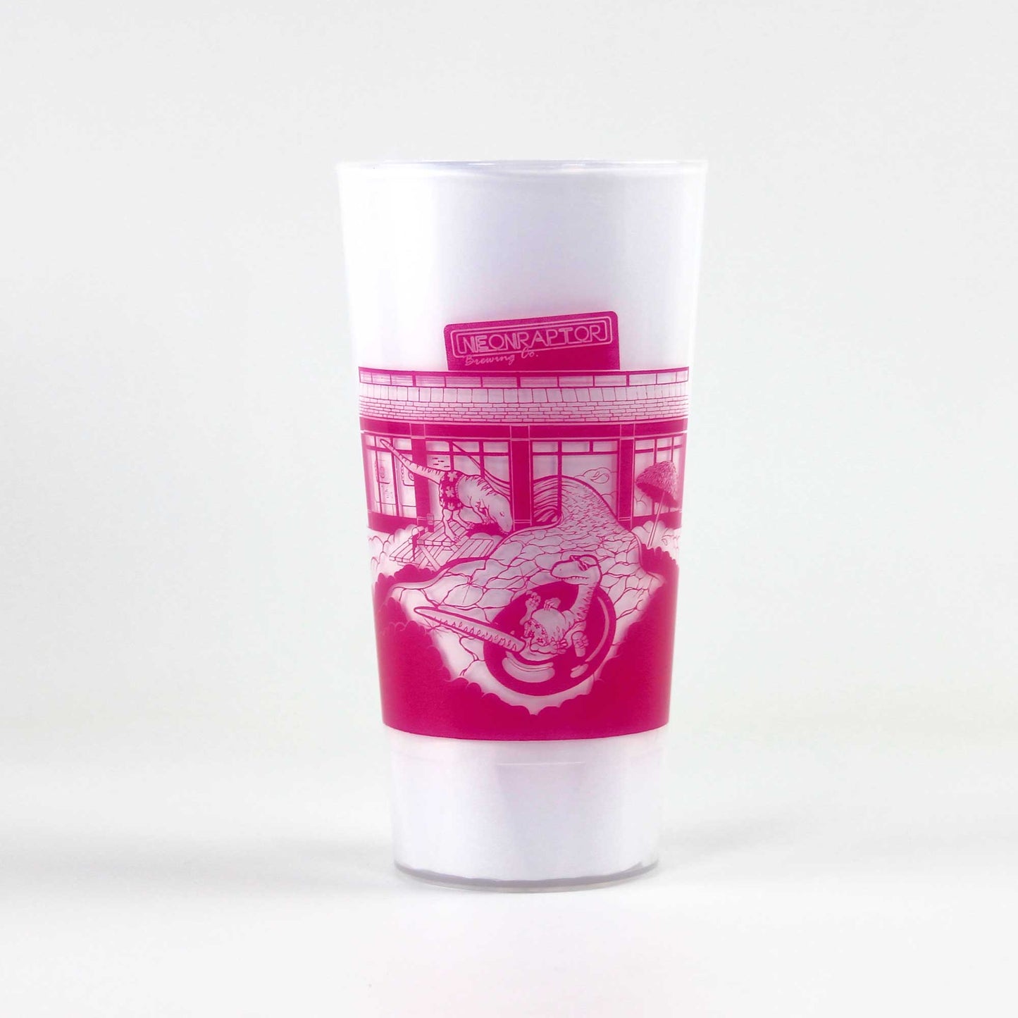 Pink Raptors Plastic Pint Cup